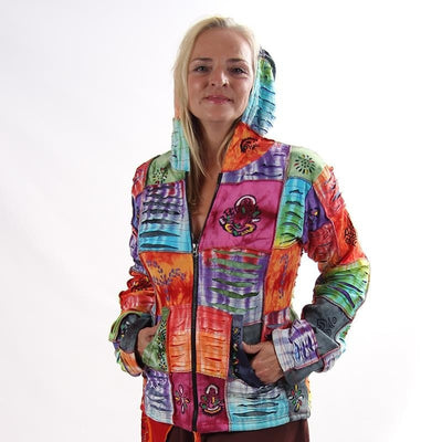 Patchwork Hoodie, Hand Painted - Model Shot