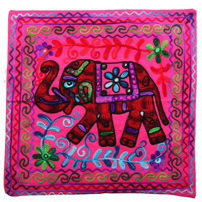 Embroidered Elephant Cushion Cover