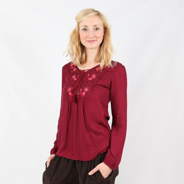 Long Sleeve Embroidered Top