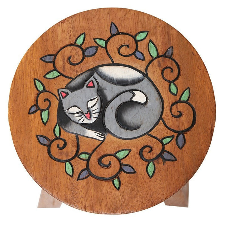 Wooden Cat Footstool