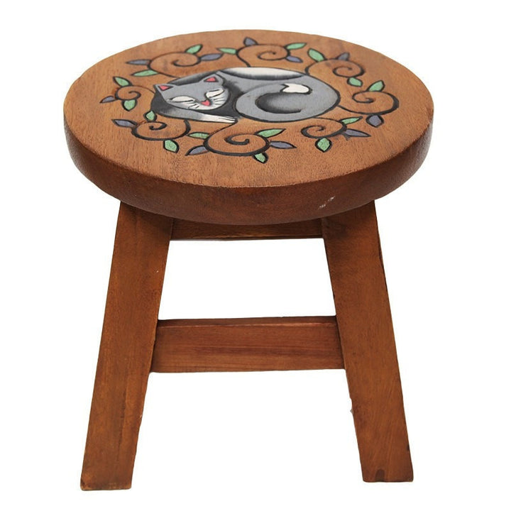 Wooden Cat Footstool