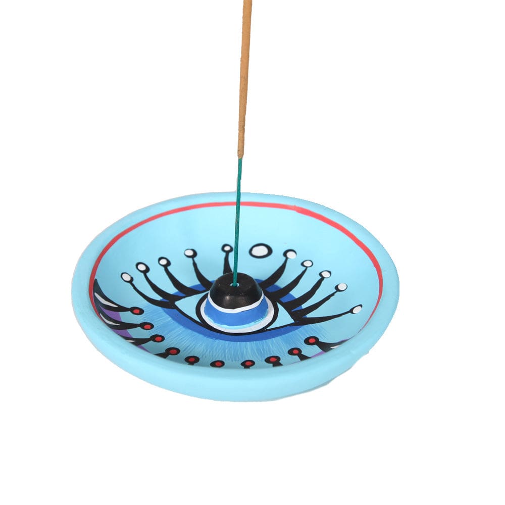 Painted Clay Eye Design Incense Ash Catcher