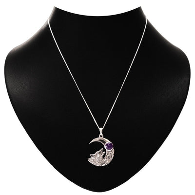 Wolf & The Moon With Amethyst Necklace