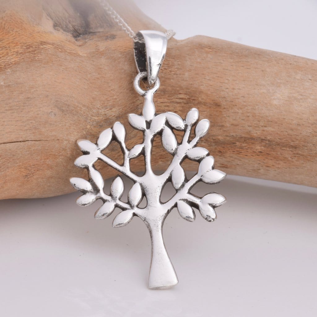 Solid Sterling Silver Tree of Life Pendant Necklace