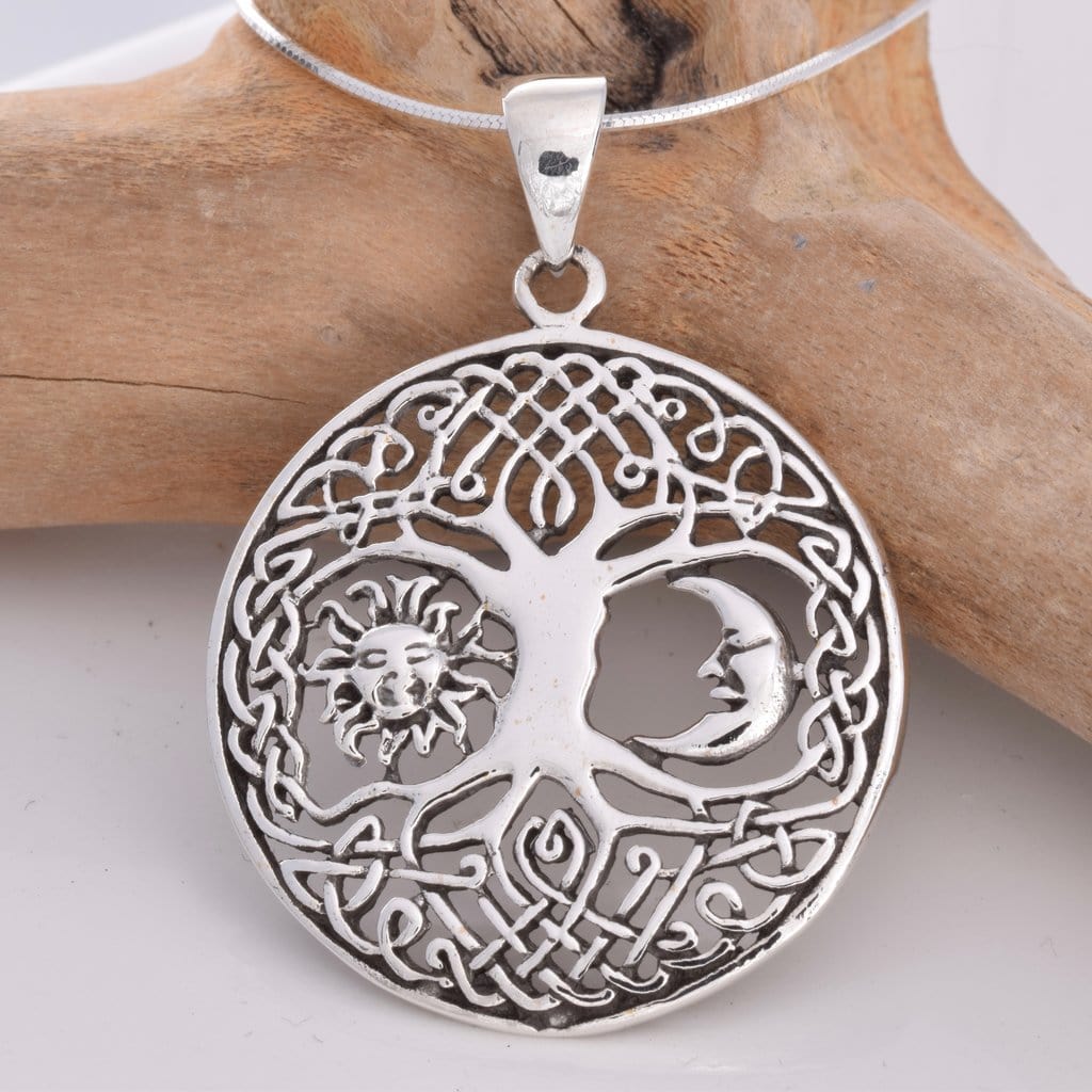 Sun And Moon Tree Of Life 925 Pendant Necklace