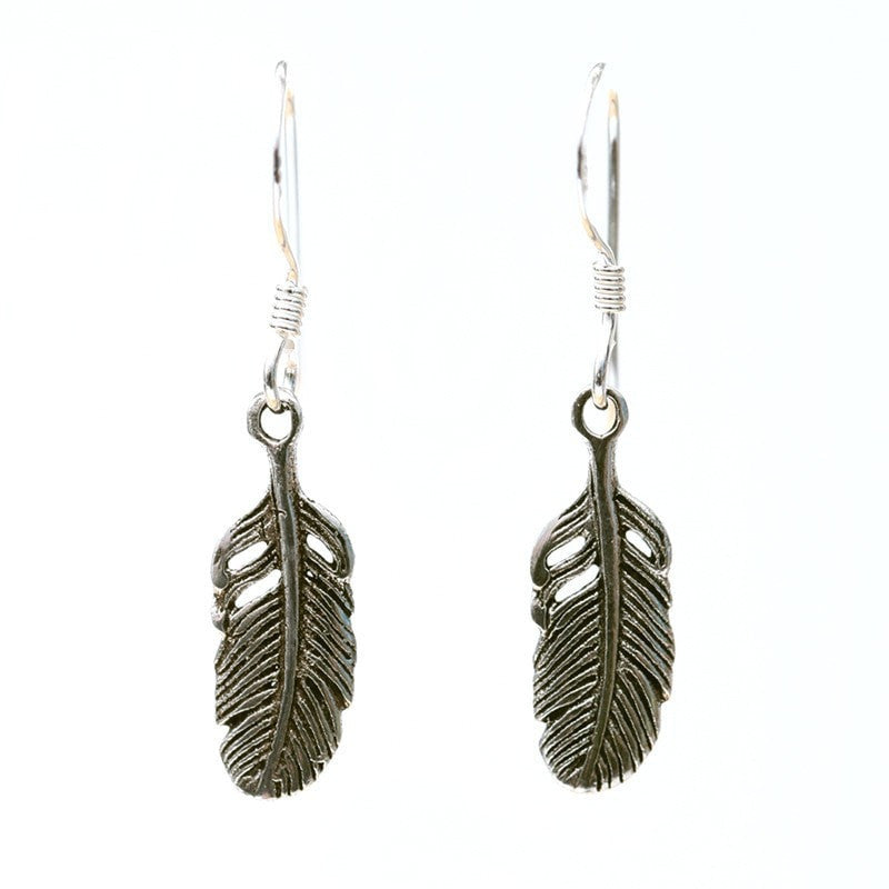 Sterling Silver Feather Earrings