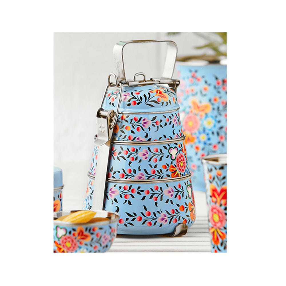 Fair Trade Hand Painted Enamel 3-Tier Tiffin