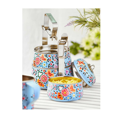 Fair Trade Hand Painted Enamel 3-Tier Tiffin