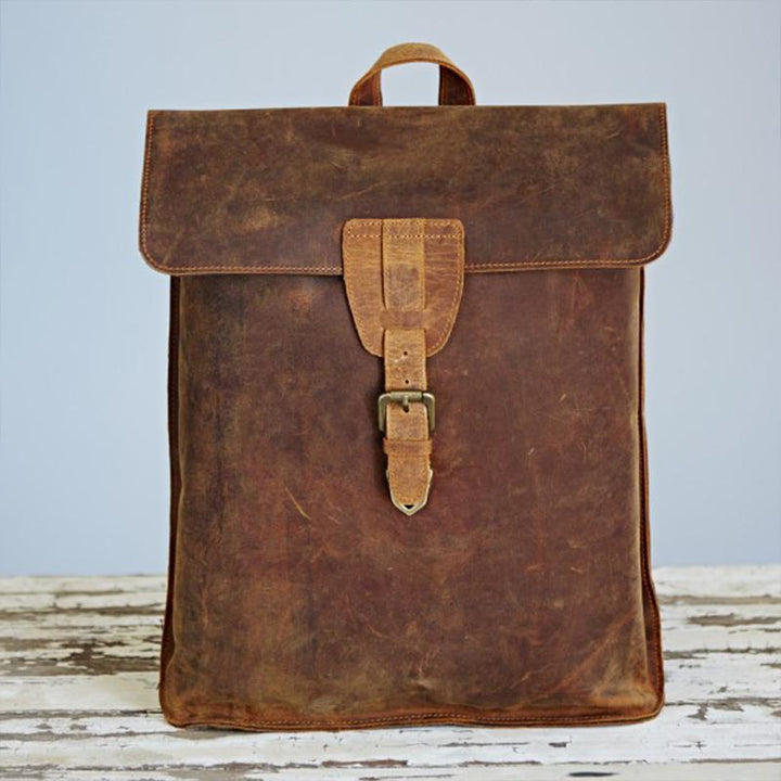 Fair Trade Leather Distressed Backpack