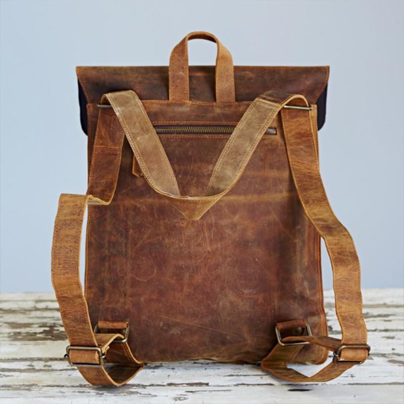 Fair Trade Leather Distressed Backpack