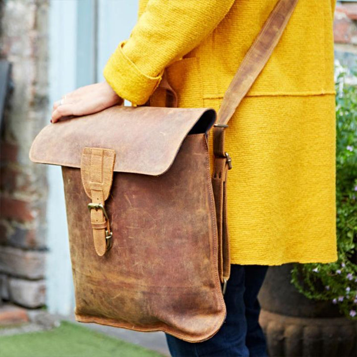Fair Trade Leather Distressed Backpack