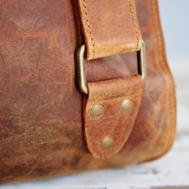 Fair Trade Leather Distressed Backpack