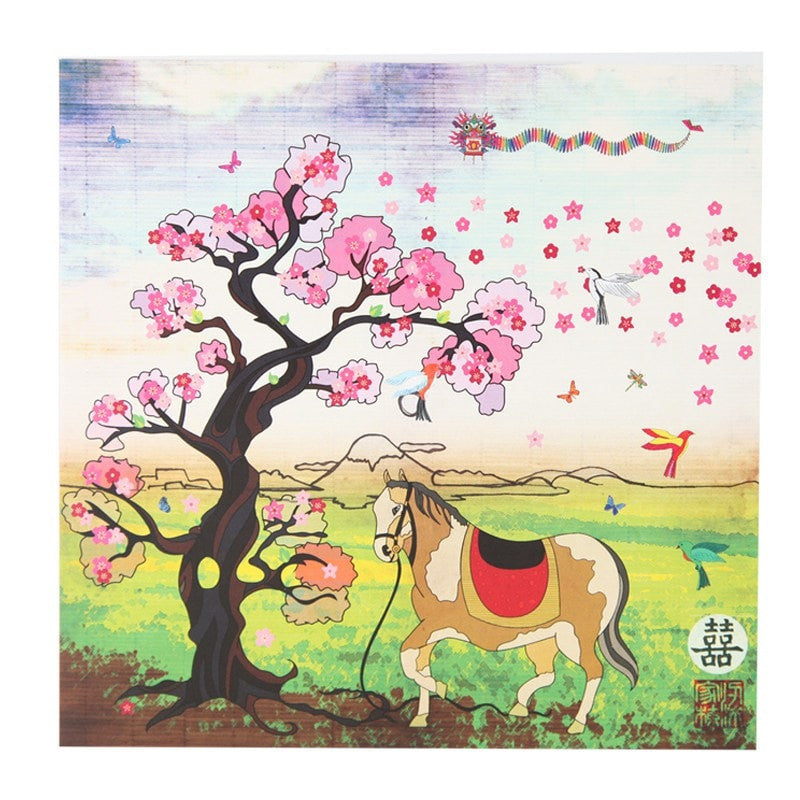 Cherry Blossom Tree & Horse Card