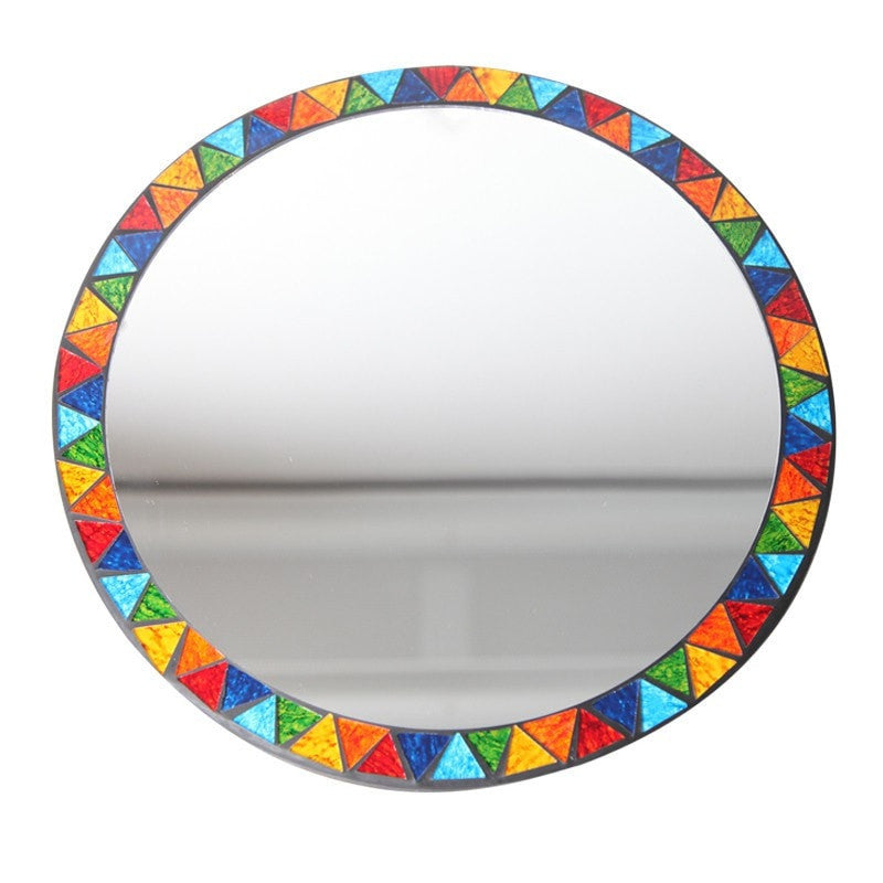 Round Rainbow Mosaic Mirror