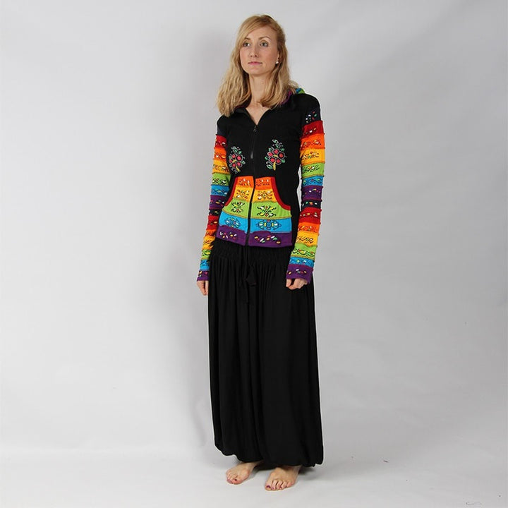 Painted Rainbow Ribbed Hoodie..