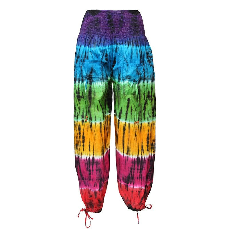 Rainbow Block Tie Dye Harem Trousers