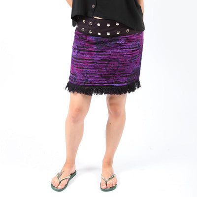 Grunge Fringe Popper Wrap Skirt