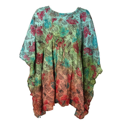Dip Dye Embroidered Poncho