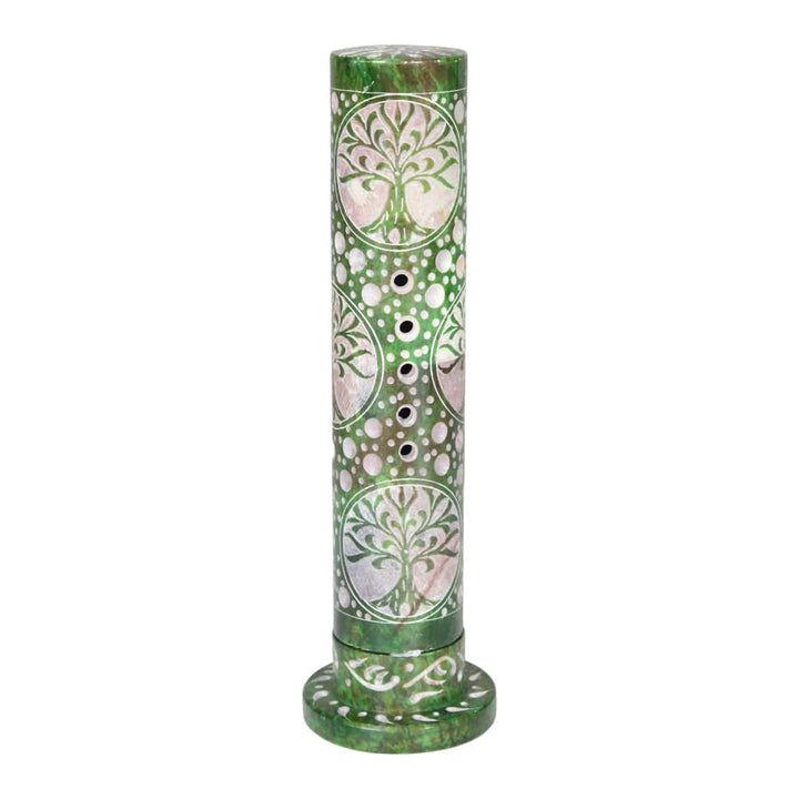 Tree of Life Design Hand Carved Soapstone Incense Tower