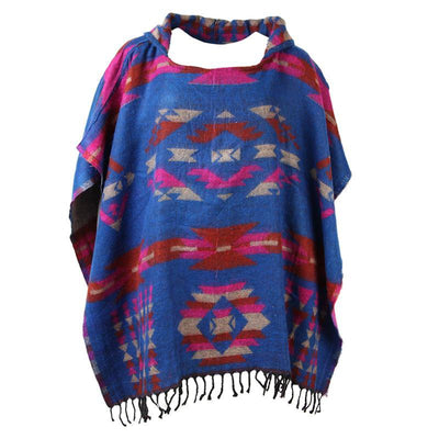 Aztec Hooded Poncho Cape