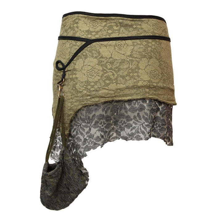 Lace Popper Mini Wrap Skirt/Belt