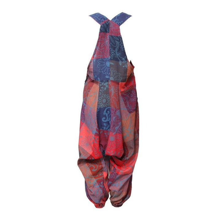 Floral Check Cropped Harem Dungarees