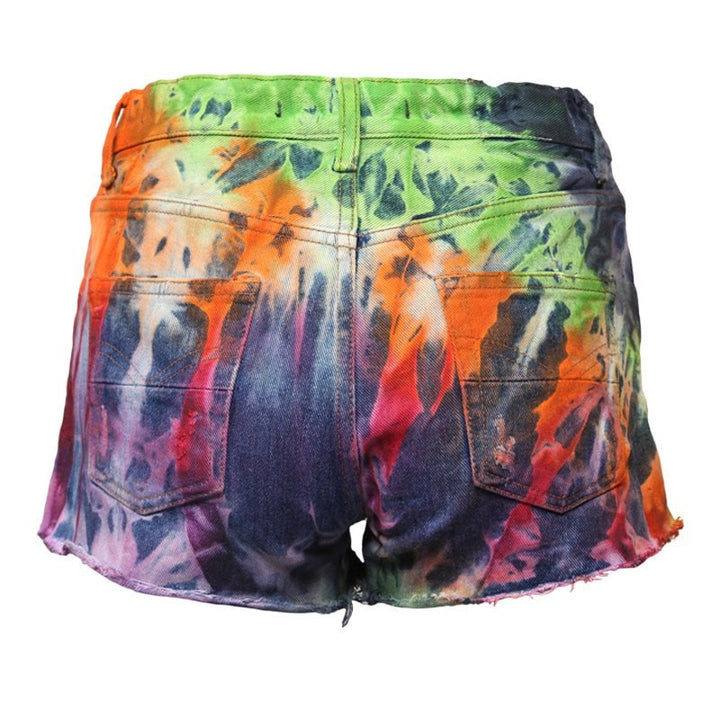 Reclaimed Tie Dye Denim Shorts