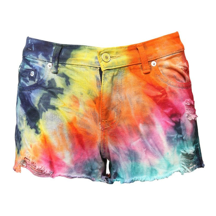 Reclaimed Tie Dye Denim Shorts