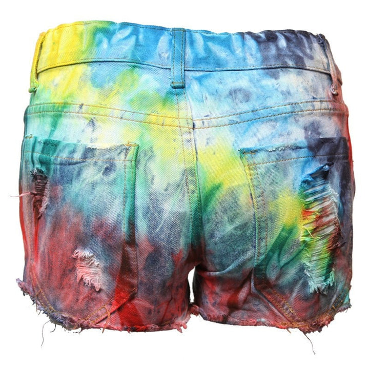 Reclaimed Tie Dye Denim Shorts