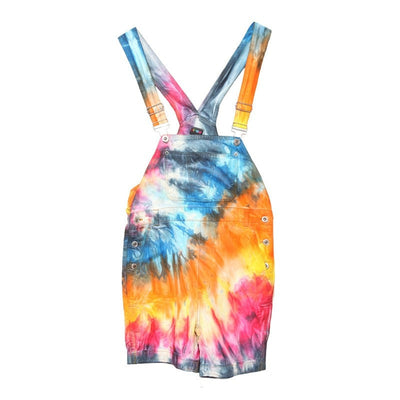 Reclaimed Tie Dye Denim Dungaree Short