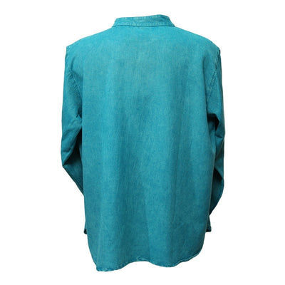 Oversized Teal Grandad Collar Shirt