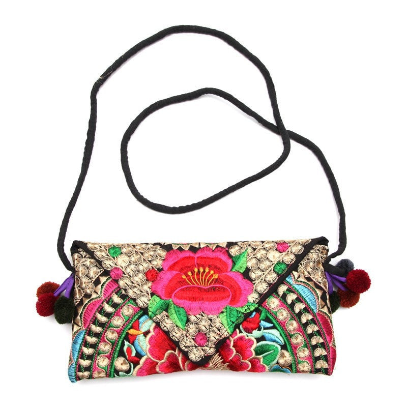Embroidered Floral Cross Body Bag