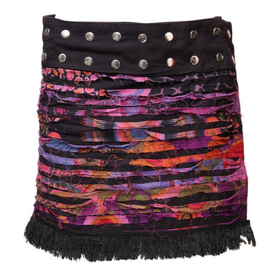 Grunge Fringe Popper Wrap Skirt