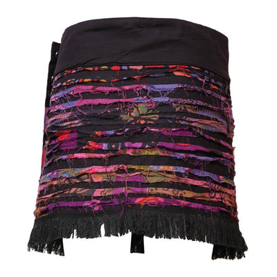 Grunge Fringe Popper Wrap Skirt