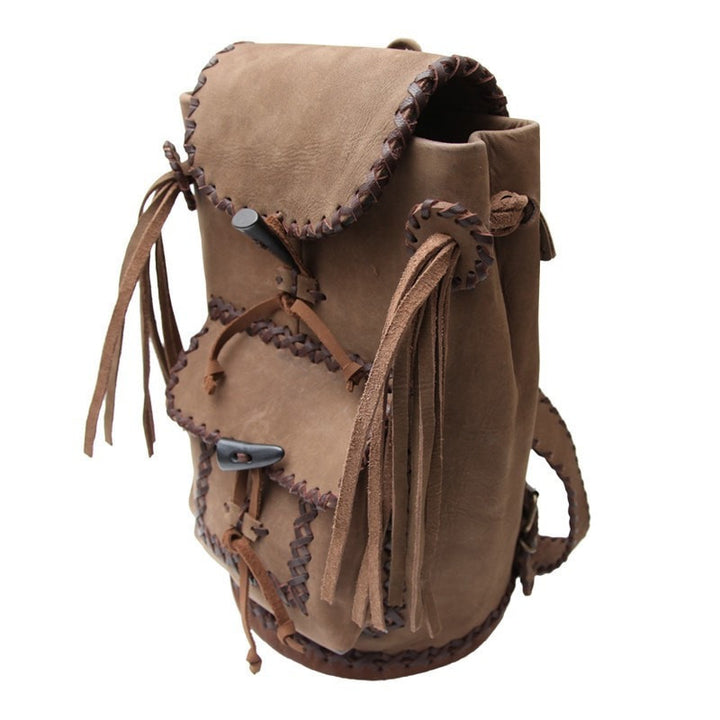 Recycled Leather Tassel Backpack