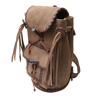 Recycled Leather Tassel Backpack