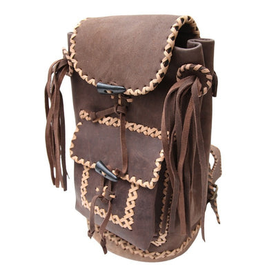Recycled Leather Tassel Backpack