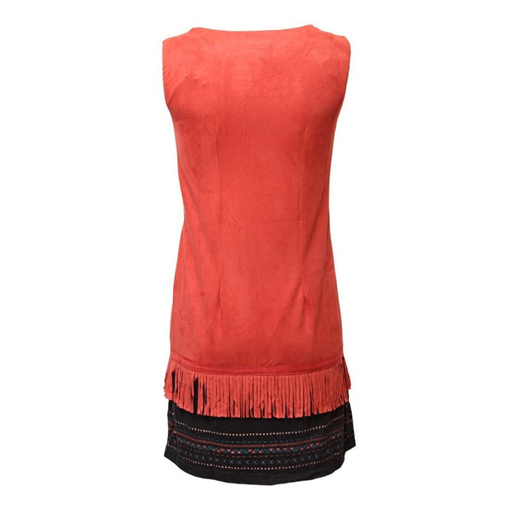 Faux Suede Fringe Shift Dress