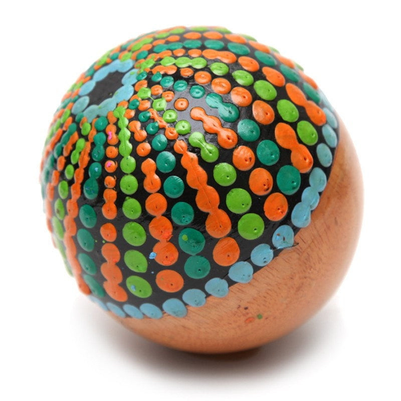 Wooden ball Maraca with painted dots