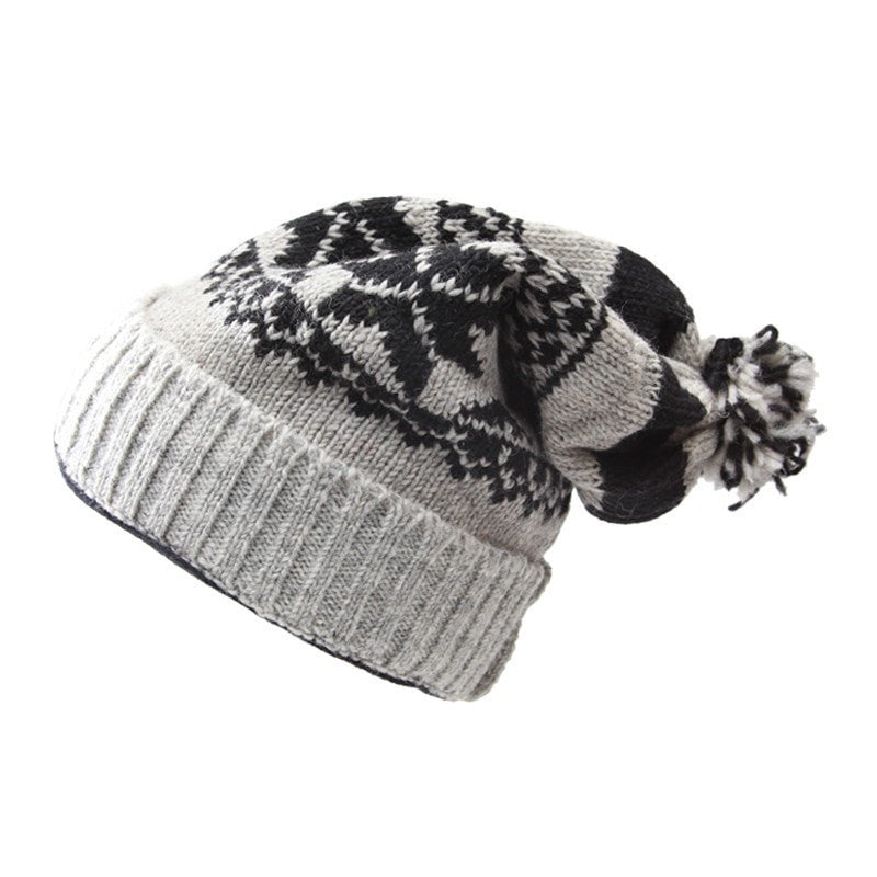 Men's Grey Fairisle Slouch Beanie