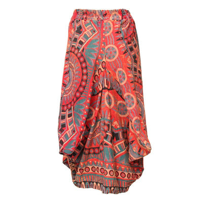 Tribal Printed Midi Skirt with Large Pockets