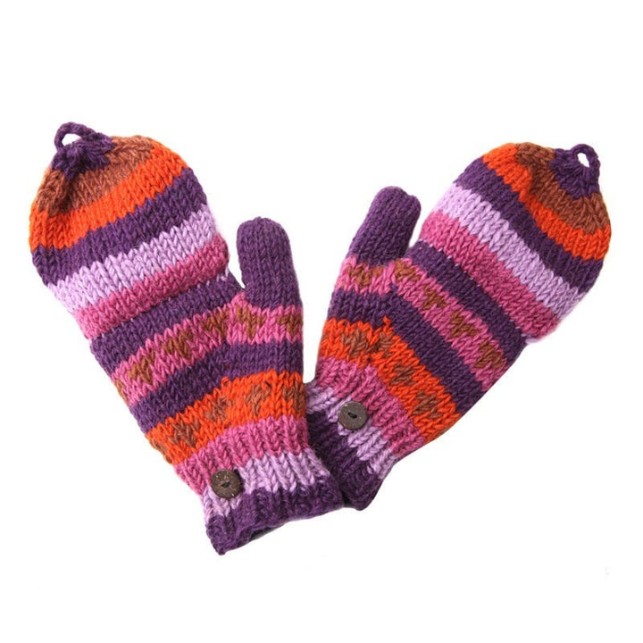 Men's Striped Fingerless Mitten Gloves