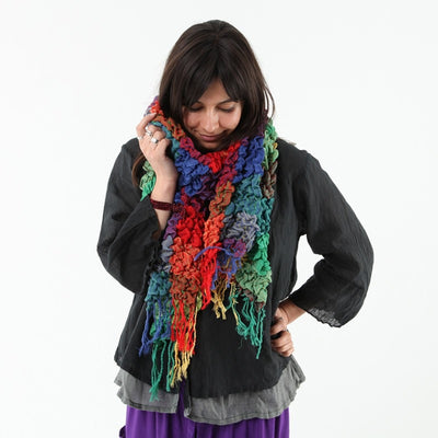 Textured Soft Check Rainbow Scarf