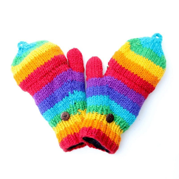 Rainbow Fingerless Mittens