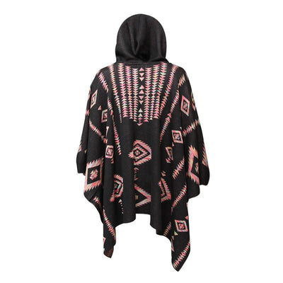 Neon Aztec Knit Hooded Cape