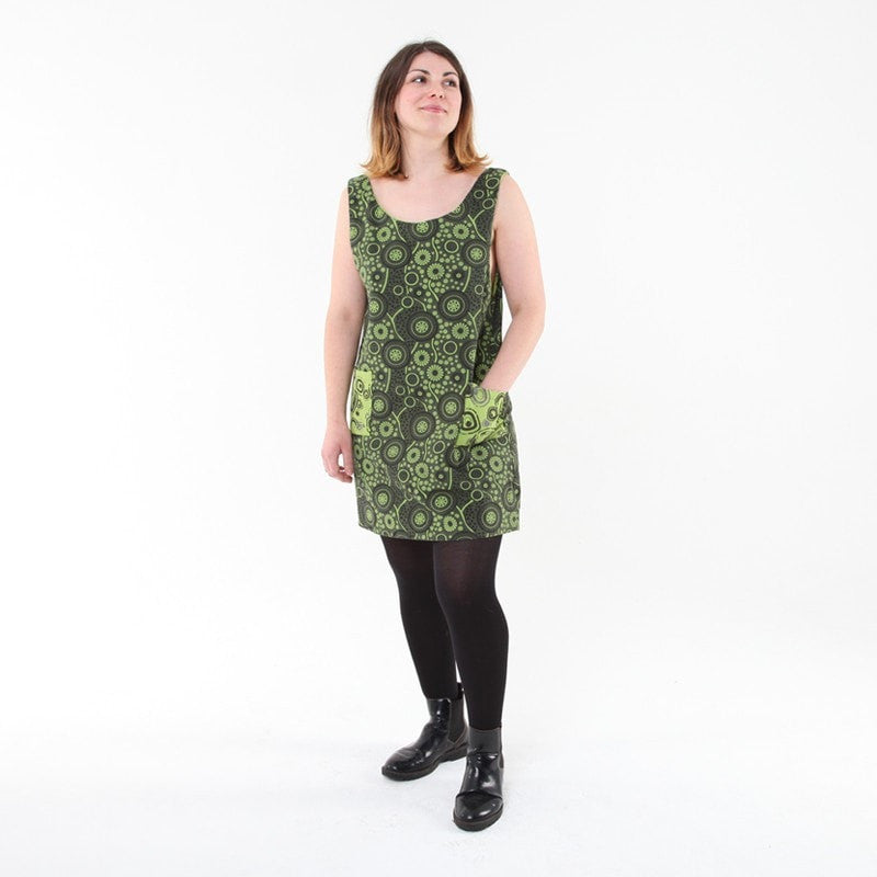 Green Pinafore Dress with Pockets