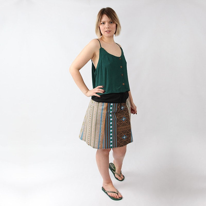 Woven Aztec Wrap Skirt