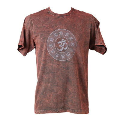 Circle Om Print Acid Wash T-Shirt..