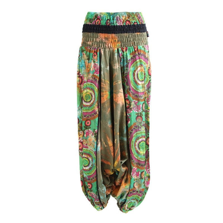 Tie Dye & Print Shirred Harem Pants