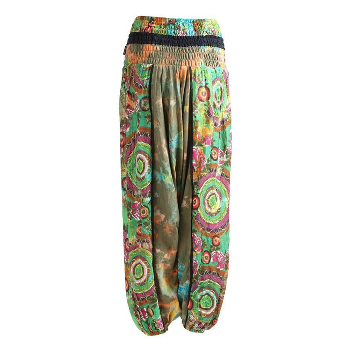 Tie Dye & Print Shirred Harem Pants